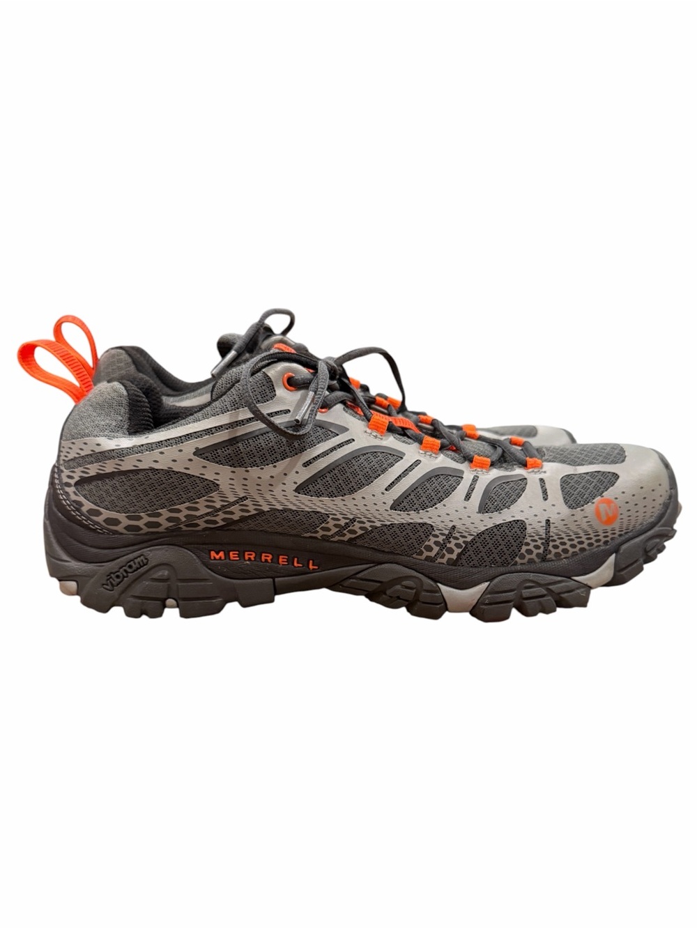 Merrell MOAB EDGE HIKING SHOE - MEN'S Gray and Orange US 12 Medium Vibram